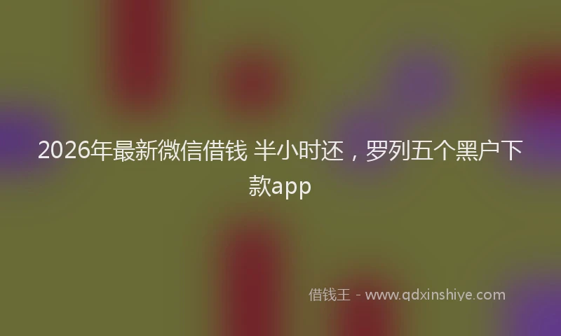2026年最新微信借钱 半小时还，罗列五个黑户下款app