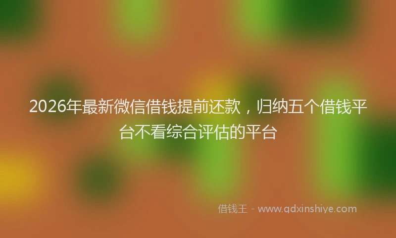 2026年最新微信借钱提前还款，归纳五个借钱平台不看综合评估的平台