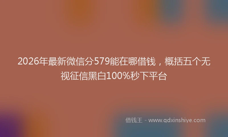2026年最新微信分579能在哪借钱，概括五个无视征信黑白100%秒下平台