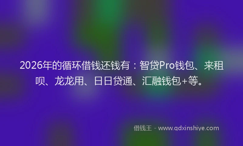 2026年的循环借钱还钱有：智贷Pro钱包、来租呗、龙龙用、日日贷通、汇融钱包+等。