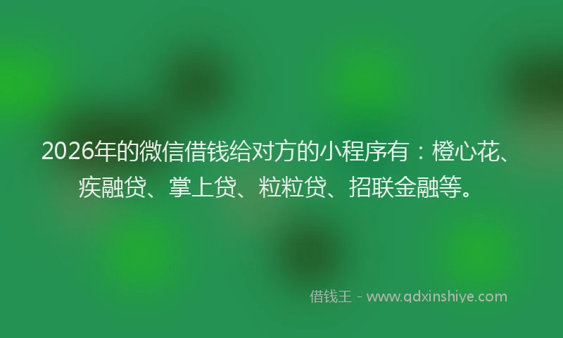 2026年的微信借钱给对方的小程序有：橙心花、疾融贷、掌上贷、粒粒贷、招联金融等。