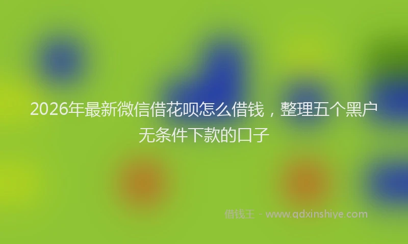 2026年最新微信借花呗怎么借钱，整理五个黑户无条件下款的口子