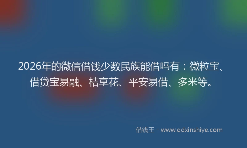 2026年的微信借钱少数民族能借吗有：微粒宝、借贷宝易融、桔享花、平安易借、多米等。