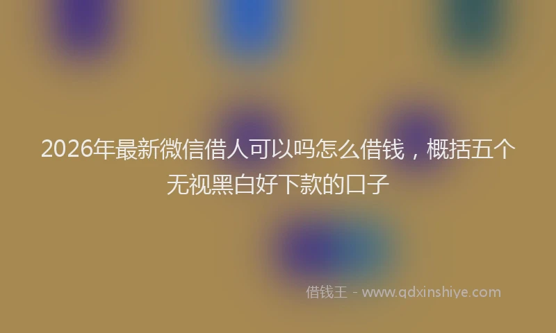 2026年最新微信借人可以吗怎么借钱，概括五个无视黑白好下款的口子