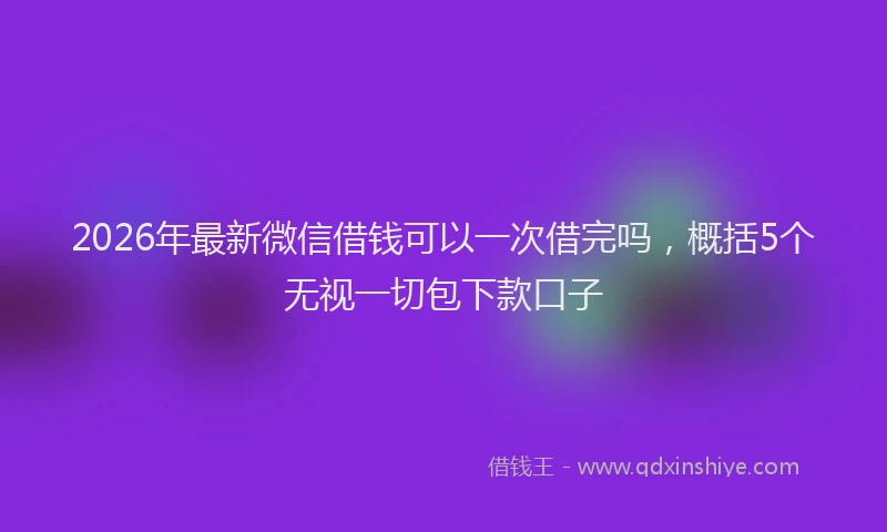 2026年最新微信借钱可以一次借完吗，概括5个无视一切包下款口子