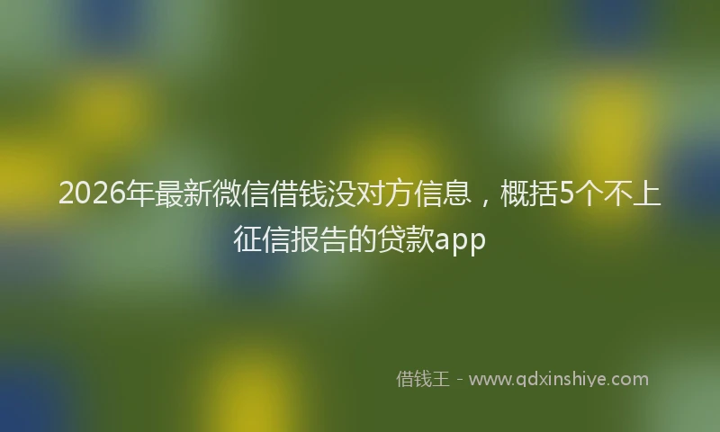 2026年最新微信借钱没对方信息，概括5个不上征信报告的贷款app