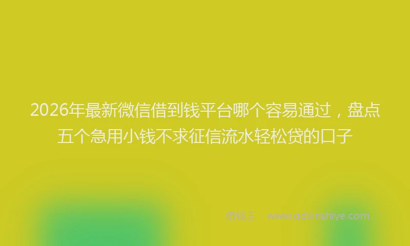 2026年最新微信借到钱平台哪个容易通过，盘点五个急用小钱不求征信流水轻松贷的口子