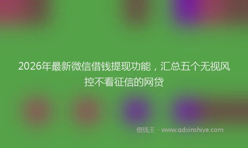 2026年最新微信借钱提现功能，汇总五个无视风控不看征信的网贷