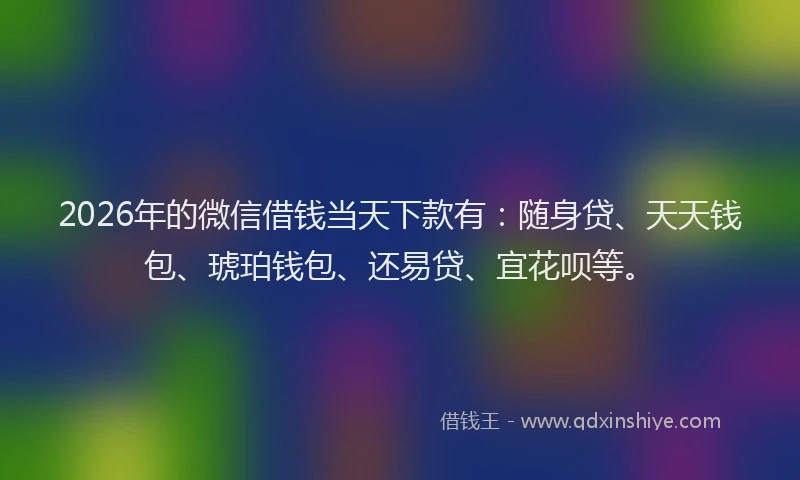 2026年的微信借钱当天下款有：随身贷、天天钱包、琥珀钱包、还易贷、宜花呗等。