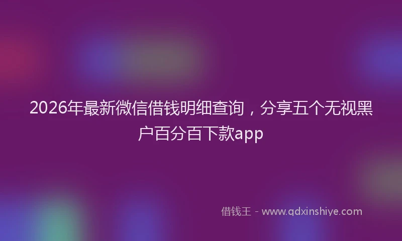 2026年最新微信借钱明细查询，分享五个无视黑户百分百下款app