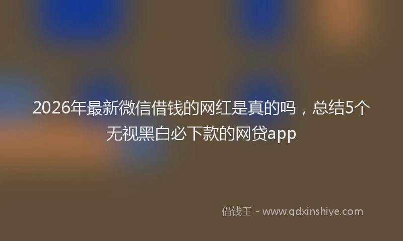 2026年最新微信借钱的网红是真的吗，总结5个无视黑白必下款的网贷app