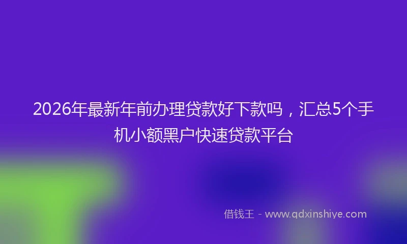 2026年最新年前办理贷款好下款吗，汇总5个手机小额黑户快速贷款平台