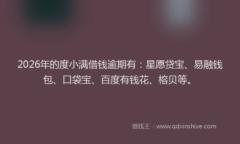 2026年的度小满借钱逾期有：星愿贷宝、易融钱包、口袋宝、百度有钱花、榕贝等。