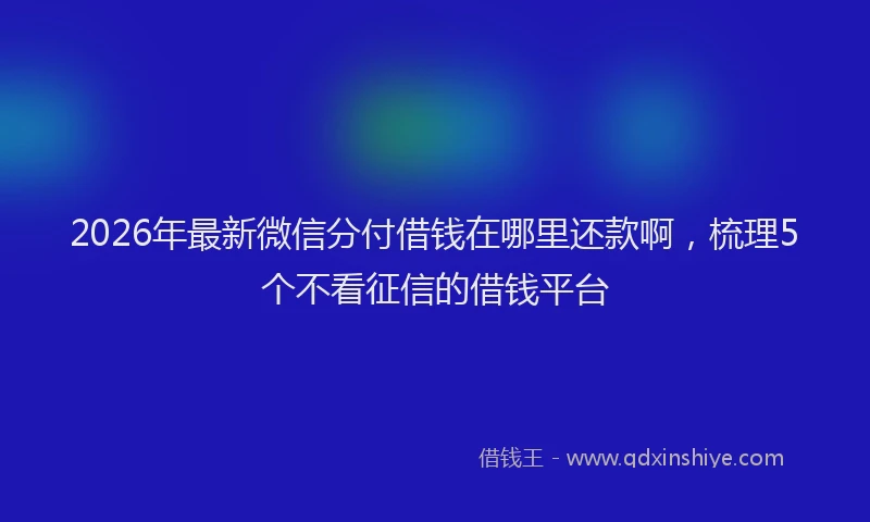 2026年最新微信分付借钱在哪里还款啊，梳理5个不看征信的借钱平台