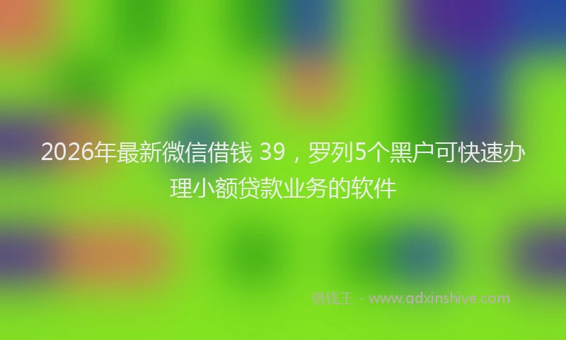 2026年最新微信借钱 39，罗列5个黑户可快速办理小额贷款业务的软件