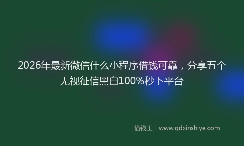 2026年最新微信什么小程序借钱可靠，分享五个无视征信黑白100%秒下平台
