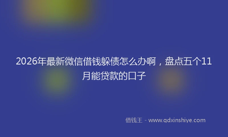 2026年最新微信借钱躲债怎么办啊，盘点五个11月能贷款的口子