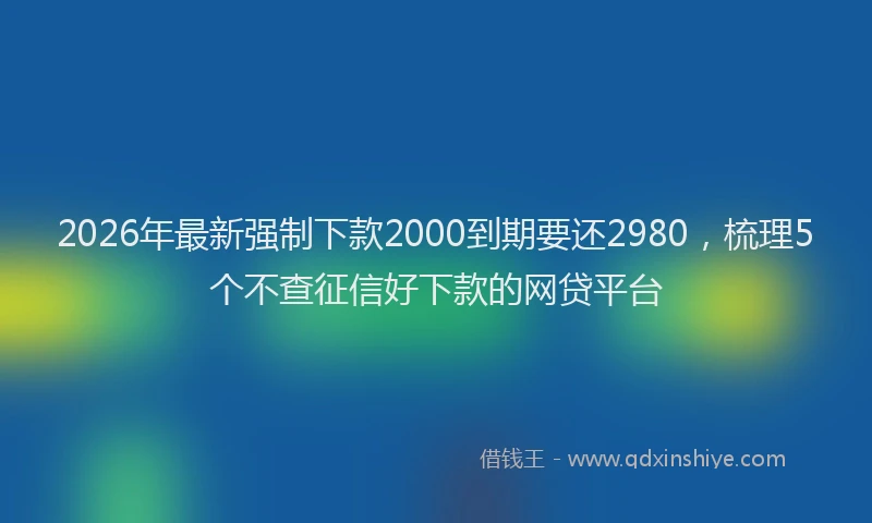 2026年最新强制下款2000到期要还2980，梳理5个不查征信好下款的网贷平台
