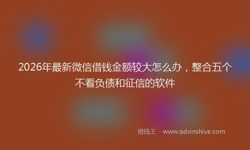 2026年最新微信借钱金额较大怎么办，整合五个不看负债和征信的软件
