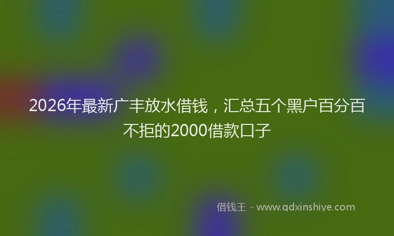 2026年最新广丰放水借钱，汇总五个黑户百分百不拒的2000借款口子