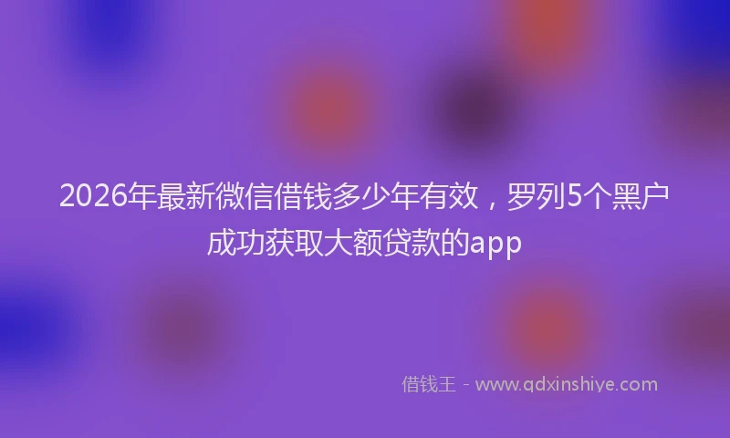 2026年最新微信借钱多少年有效，罗列5个黑户成功获取大额贷款的app