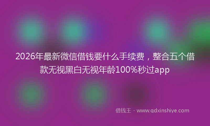 2026年最新微信借钱要什么手续费，整合五个借款无视黑白无视年龄100%秒过app