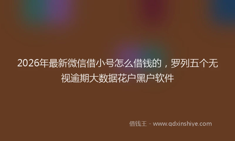 2026年最新微信借小号怎么借钱的，罗列五个无视逾期大数据花户黑户软件