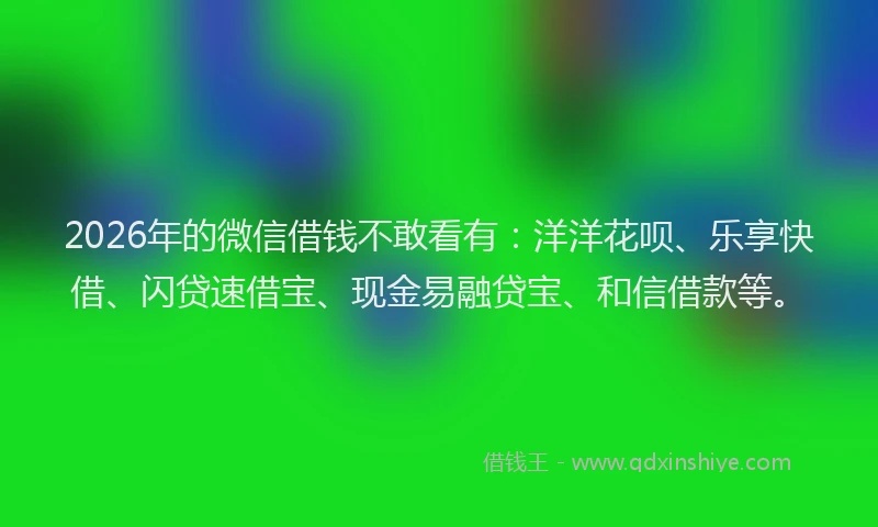 2026年的微信借钱不敢看有：洋洋花呗、乐享快借、闪贷速借宝、现金易融贷宝、和信借款等。