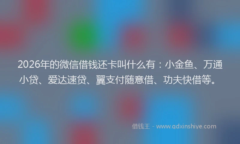 2026年的微信借钱还卡叫什么有：小金鱼、万通小贷、爱达速贷、翼支付随意借、功夫快借等。