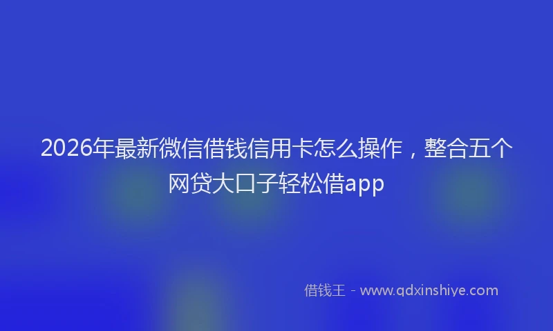 2026年最新微信借钱信用卡怎么操作，整合五个网贷大口子轻松借app