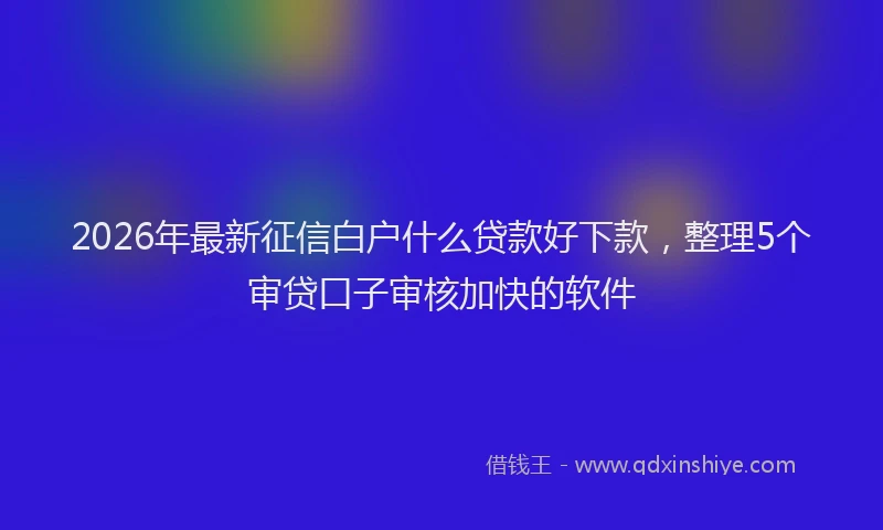 2026年最新征信白户什么贷款好下款，整理5个审贷口子审核加快的软件