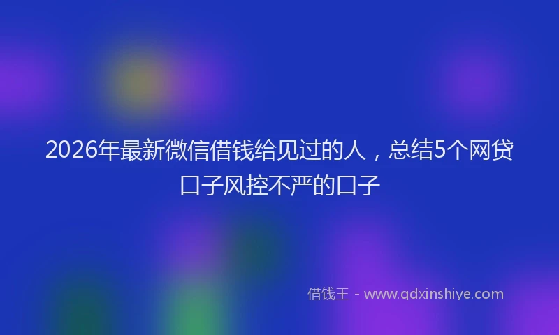 2026年最新微信借钱给见过的人，总结5个网贷口子风控不严的口子