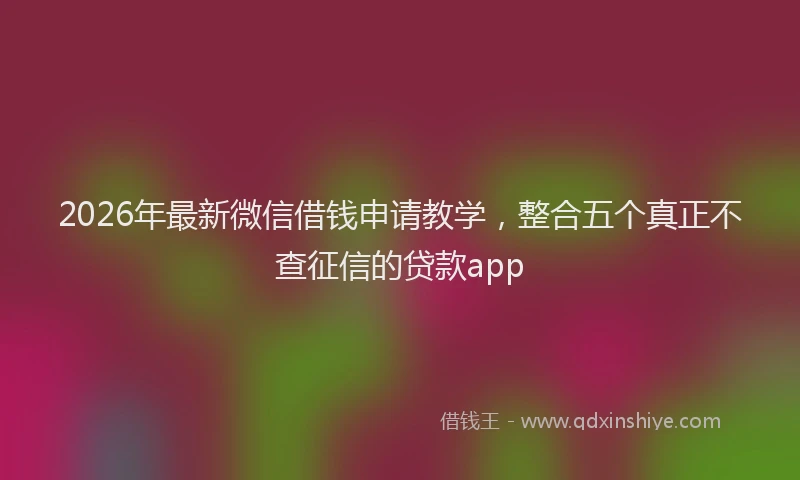 2026年最新微信借钱申请教学，整合五个真正不查征信的贷款app