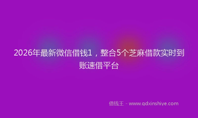 2026年最新微信借钱1，整合5个芝麻借款实时到账速借平台