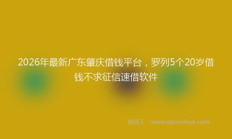 2026年最新广东肇庆借钱平台，罗列5个20岁借钱不求征信速借软件