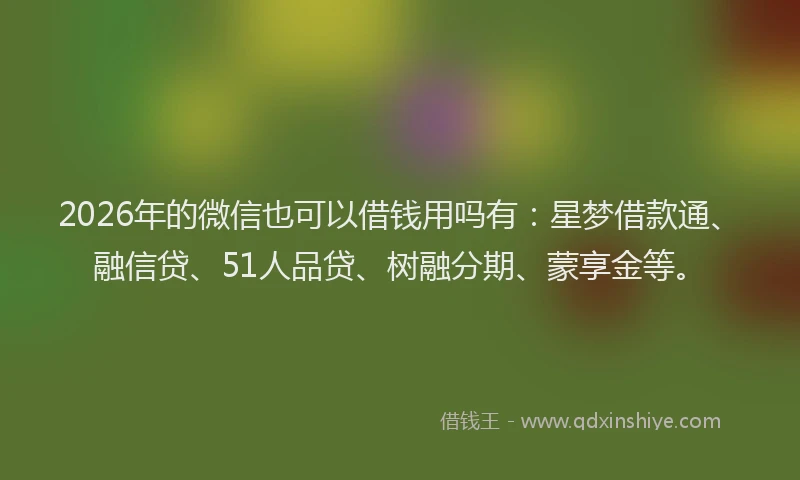 2026年的微信也可以借钱用吗有：星梦借款通、融信贷、51人品贷、树融分期、蒙享金等。