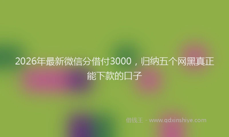 2026年最新微信分借付3000，归纳五个网黑真正能下款的口子