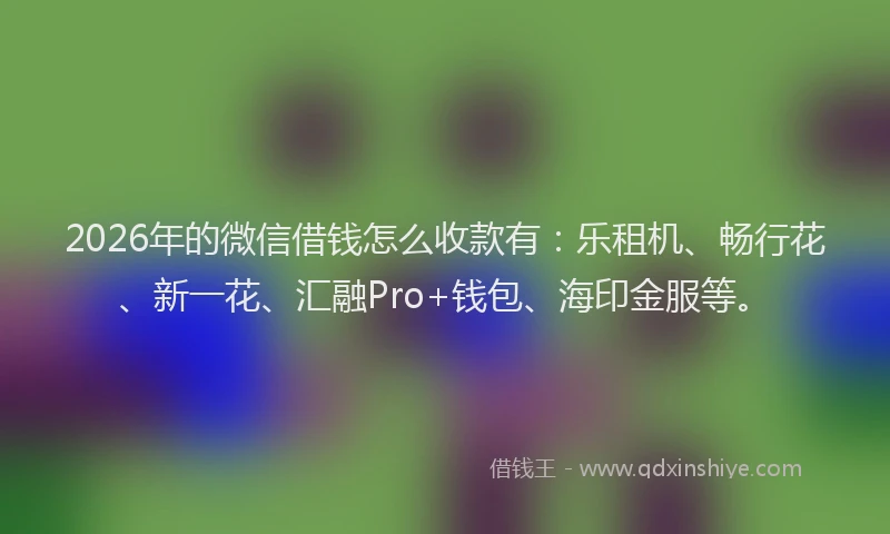 2026年的微信借钱怎么收款有：乐租机、畅行花、新一花、汇融Pro+钱包、海印金服等。