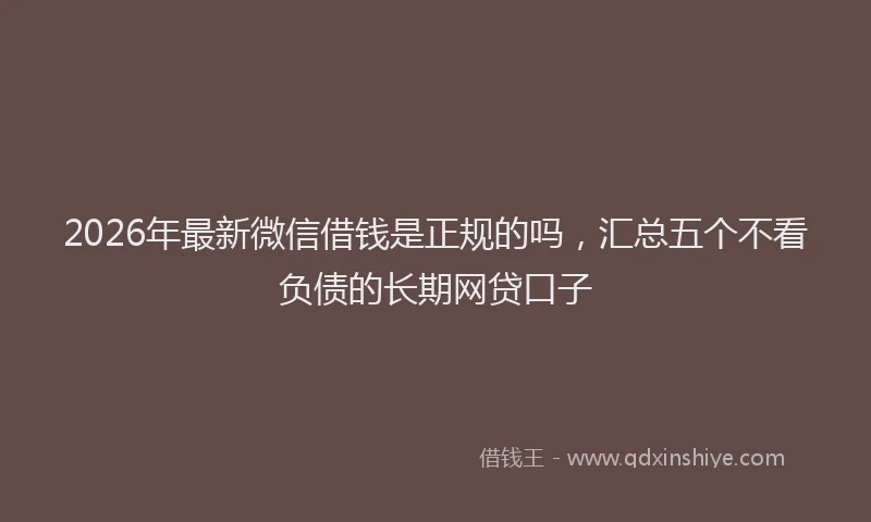 2026年最新微信借钱是正规的吗，汇总五个不看负债的长期网贷口子