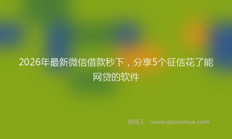 2026年最新微信借款秒下，分享5个征信花了能网贷的软件