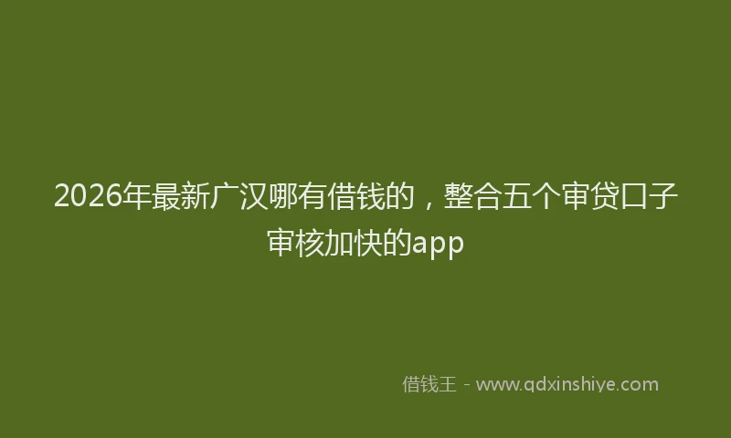 2026年最新广汉哪有借钱的，整合五个审贷口子审核加快的app