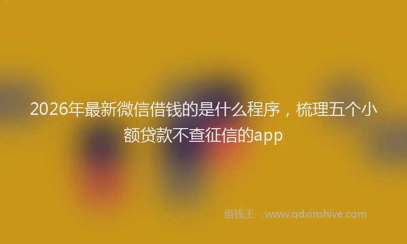 2026年最新微信借钱的是什么程序，梳理五个小额贷款不查征信的app