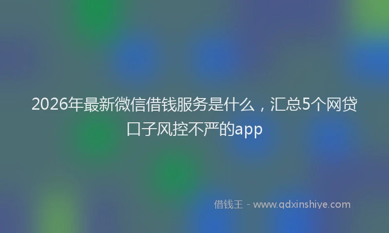 2026年最新微信借钱服务是什么，汇总5个网贷口子风控不严的app