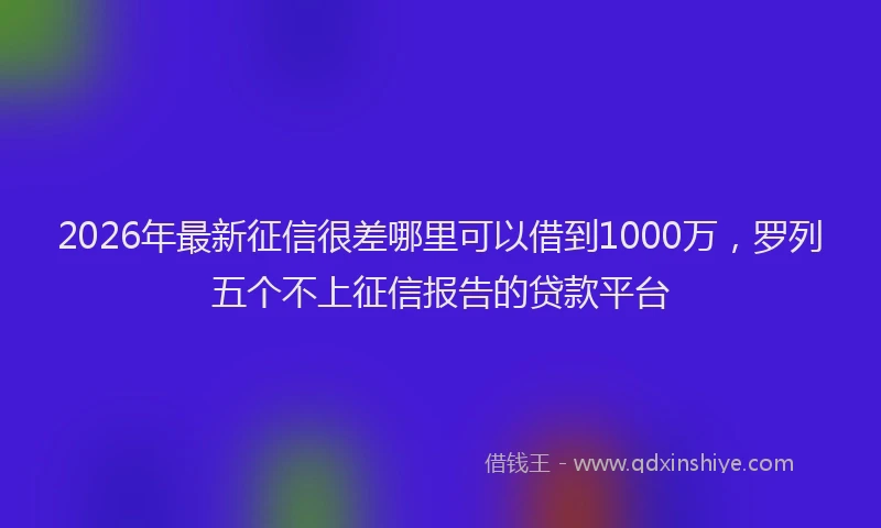 2026年最新征信很差哪里可以借到1000万，罗列五个不上征信报告的贷款平台