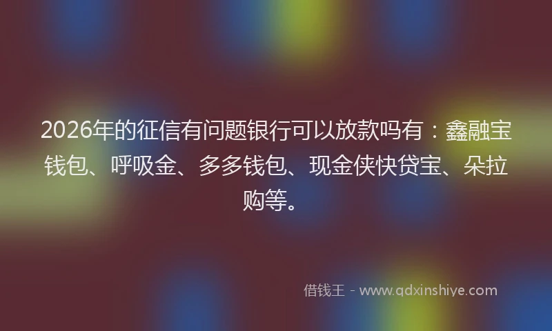2026年的征信有问题银行可以放款吗有：鑫融宝钱包、呼吸金、多多钱包、现金侠快贷宝、朵拉购等。