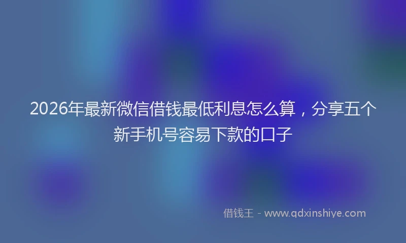 2026年最新微信借钱最低利息怎么算，分享五个新手机号容易下款的口子