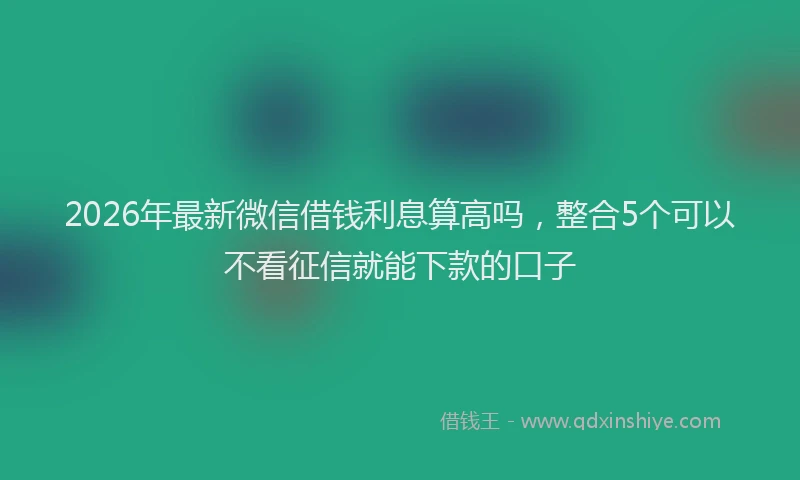 2026年最新微信借钱利息算高吗，整合5个可以不看征信就能下款的口子