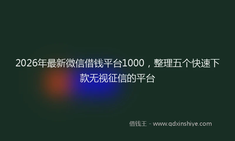 2026年最新微信借钱平台1000，整理五个快速下款无视征信的平台