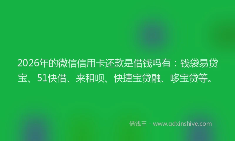 2026年的微信信用卡还款是借钱吗有：钱袋易贷宝、51快借、来租呗、快捷宝贷融、哆宝贷等。