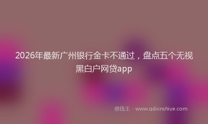 2026年最新广州银行金卡不通过，盘点五个无视黑白户网贷app